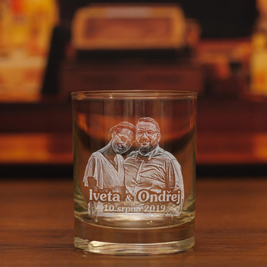 Sklenička na whisky s fotkou na přání - kulatá