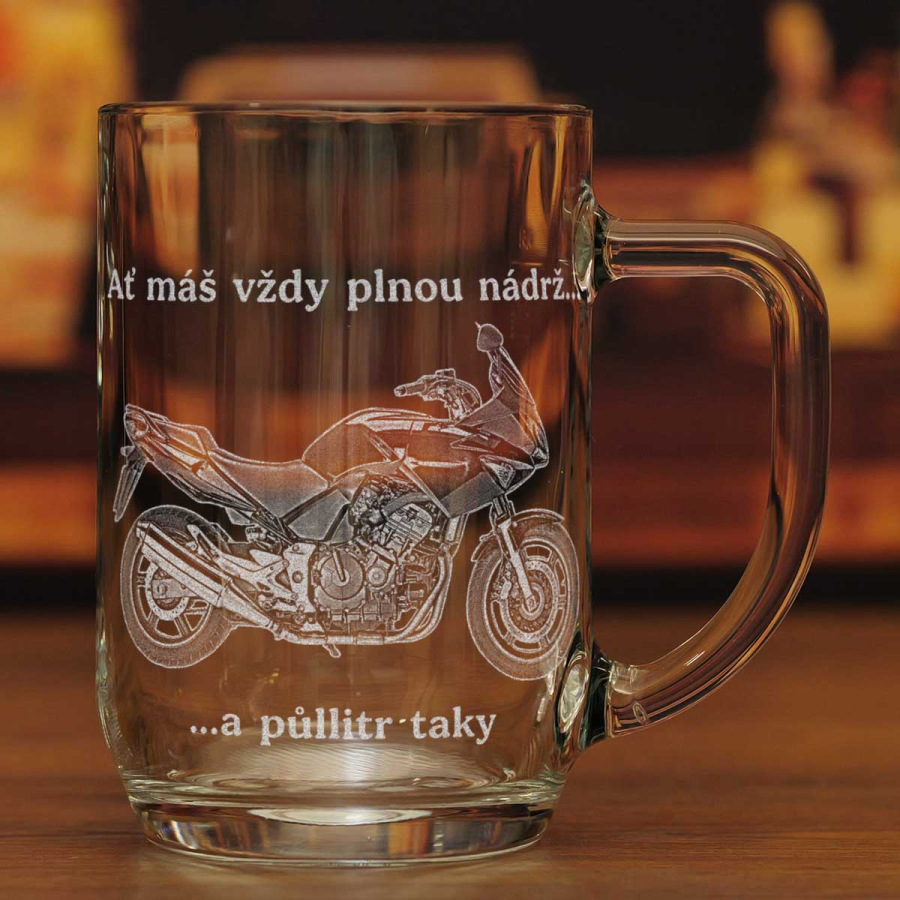 Dárek pro motorkáře - půllitr s fotkou
