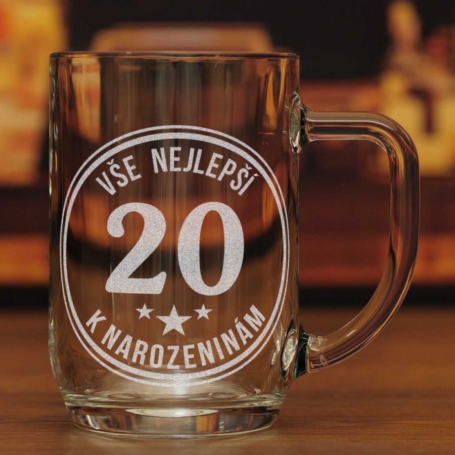 Půllitr na pivo k 20. narozeninám