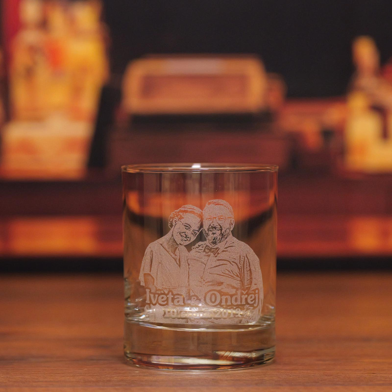 Sklenička na whisky s fotkou na přání - kulatá