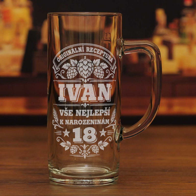 Retro půllitr na pivo k 18. narozeninám