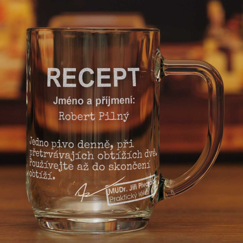 Půllitr Pivo na recept se jménem