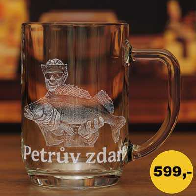 Půllitr pro rybáře s fotkou