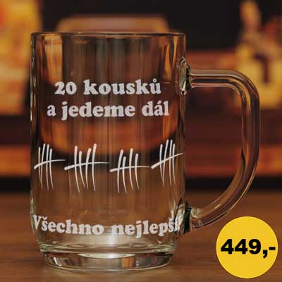 Originální dárkový půllitr k 20. narozeninám