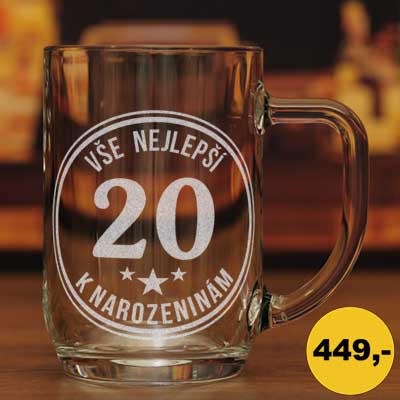 Originální dárkový půllitr k 20. narozeninám